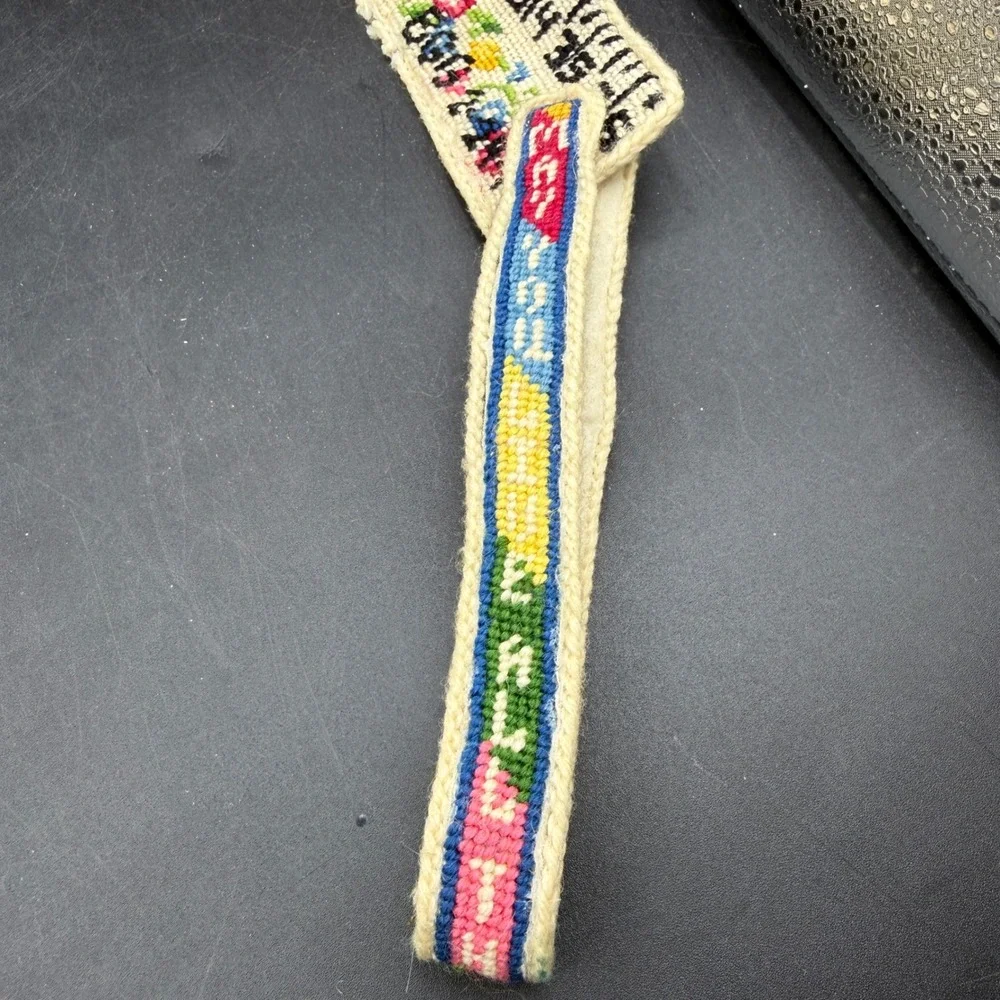 Vtg Handmade Needlepoint Butterfly Ruler Belt Decoration Floral Sew Cottage - Picture 6 of 8